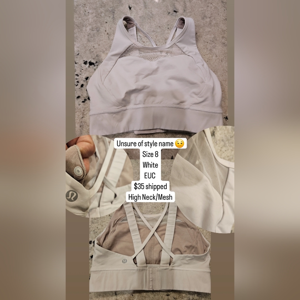Lululemon 🍋 White High Neck Bra-Size 8